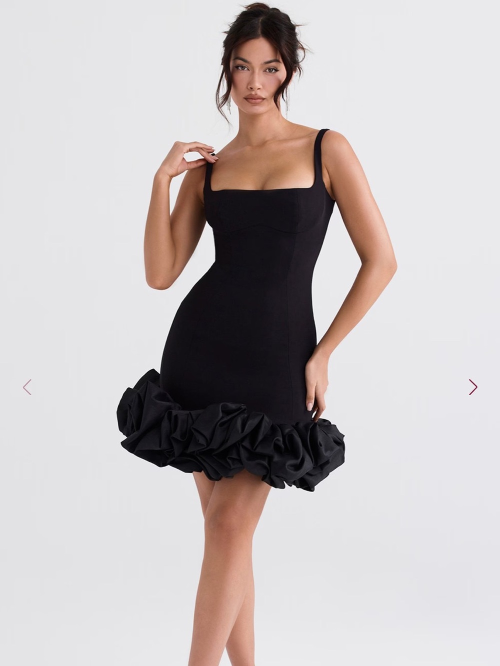 House of CB Lilou Black Ruffle Hem Dress – Size L